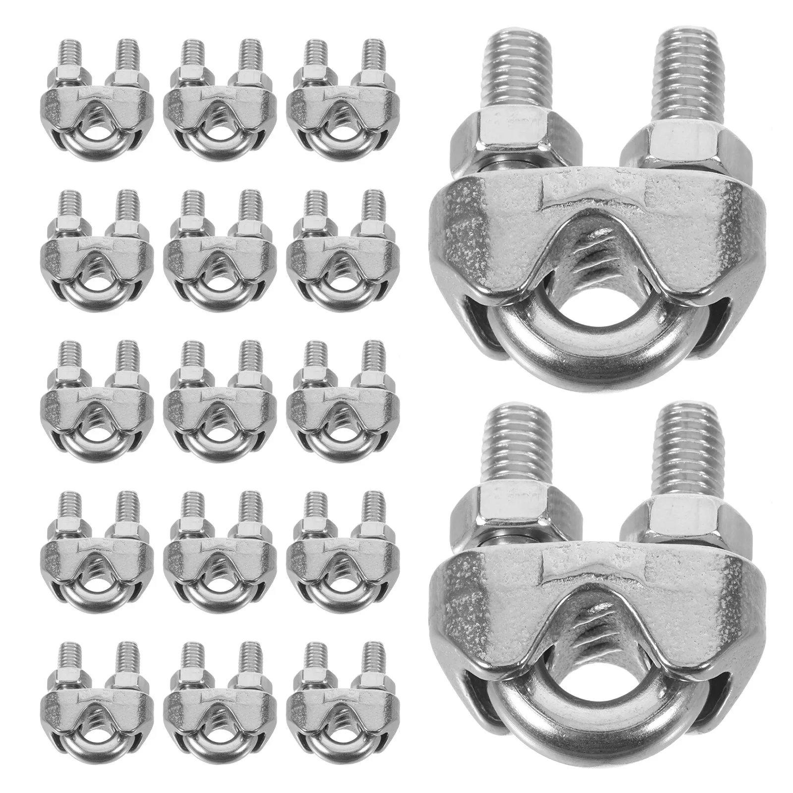 20Pcs Stainless Steel Wire Rope Clamps U-Shaped Cable Clips Heavy Duty Fastening Connectors for Rope Fixing Applications
20Pcs Stainless Steel Wire Rope Clamps U-Shaped Cable Clips Heavy Duty Fastening Connectors for Rope Fixing Applications