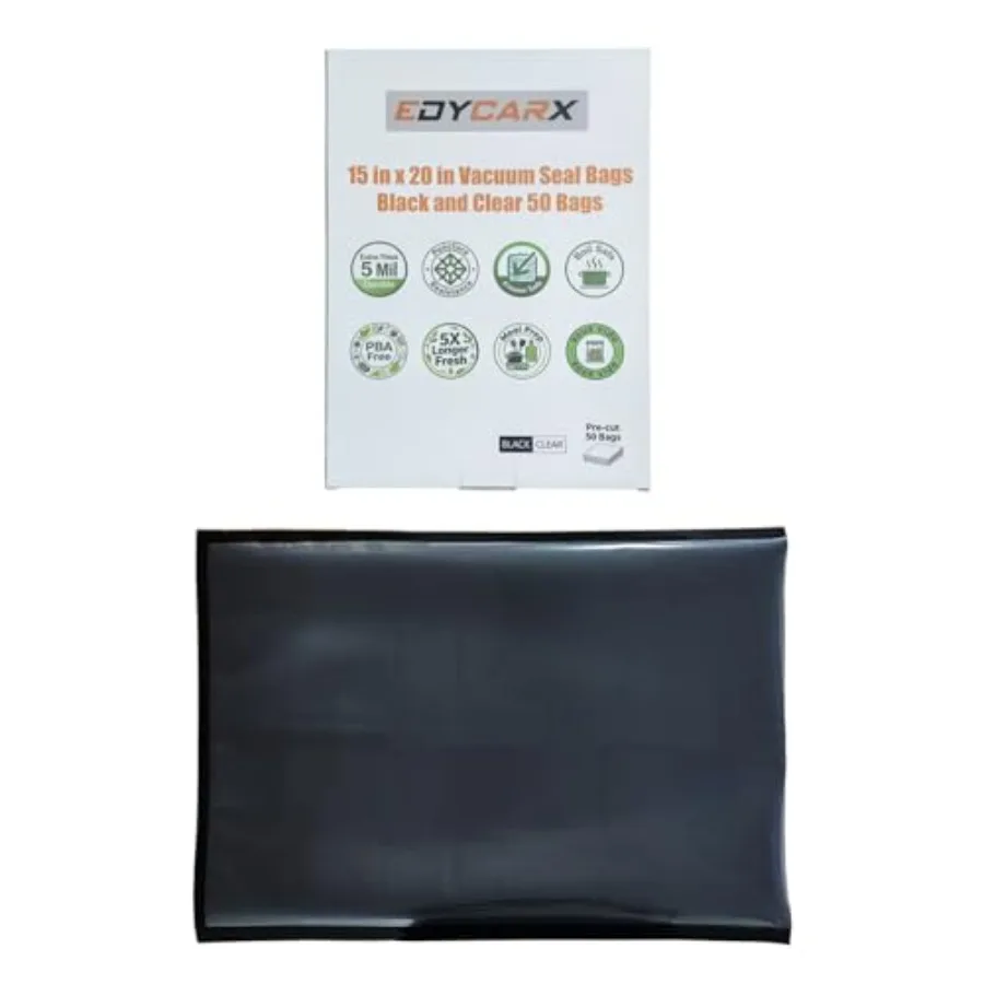 15" x 20" Vacuum Seal Bags Black and Clear Precut Vacuum Sealer Bags for Food Storage Heavy Duty Commercial Grade 5 Mil Vacuum
15" x 20" Vacuum Seal Bags Black and Clear Precut Vacuum Sealer Bags for Food Storage Heavy Duty Commercial Grade 5 Mil Vacuum