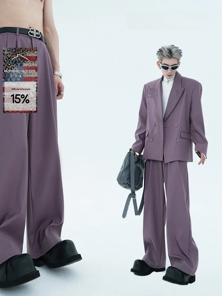 Purple High Waist A-Line Men's Wide Leg Pants Early Autumn Vintage Style Loose Fit High Quality Polyester Youth Casual Trousers
Purple High Waist A-Line Men's Wide Leg Pants Early Autumn Vintage Style Loose Fit High Quality Polyester Youth Casual Trousers