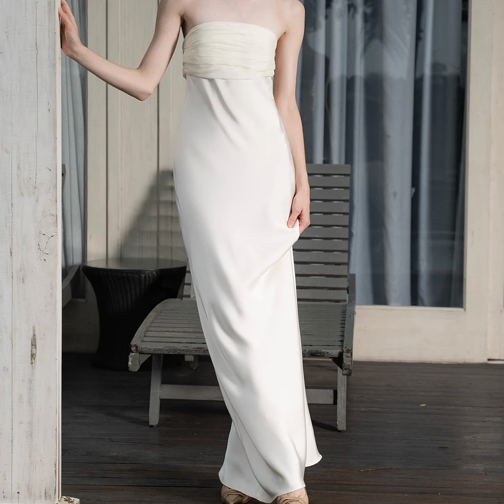 Straight Strapless Satin Sleeveless Photo Color Elegant and Sexy Evening Dresses Panel Train Organza Pleats Backless Open Back
Straight Strapless Satin Sleeveless Photo Color Elegant and Sexy Evening Dresses Panel Train Organza Pleats Backless Open Back