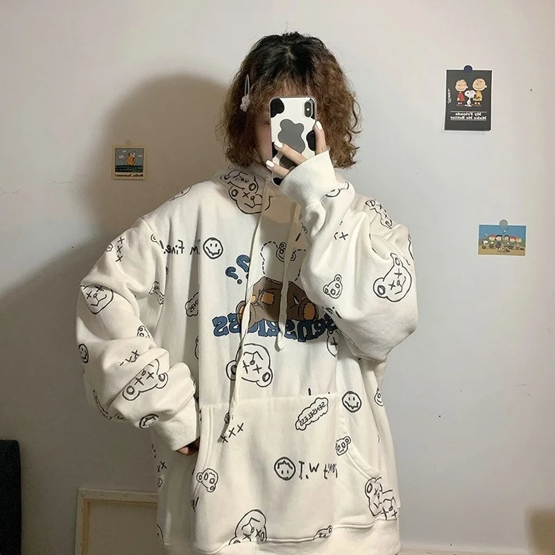 Cartoon Teddy Bear Hooded Sweatshirts Women Spring Autumn Warm Loose Casual Hoodies with Big Pocket New Cotton Leisure Pullovers
Cartoon Teddy Bear Hooded Sweatshirts Women Spring Autumn Warm Loose Casual Hoodies with Big Pocket New Cotton Leisure Pullovers