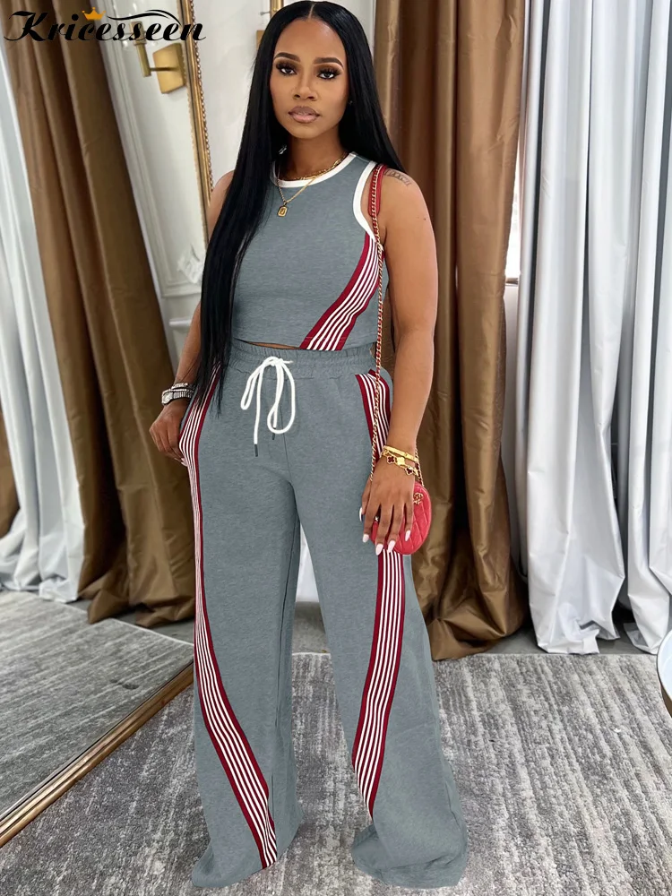 Kricesseen Women Casual Striped Crop Top And Jogger Set 2 Piece Outfits Summer Women Tracksuits Set Workout Overalls Sportywear
Kricesseen Women Casual Striped Crop Top And Jogger Set 2 Piece Outfits Summer Women Tracksuits Set Workout Overalls Sportywear