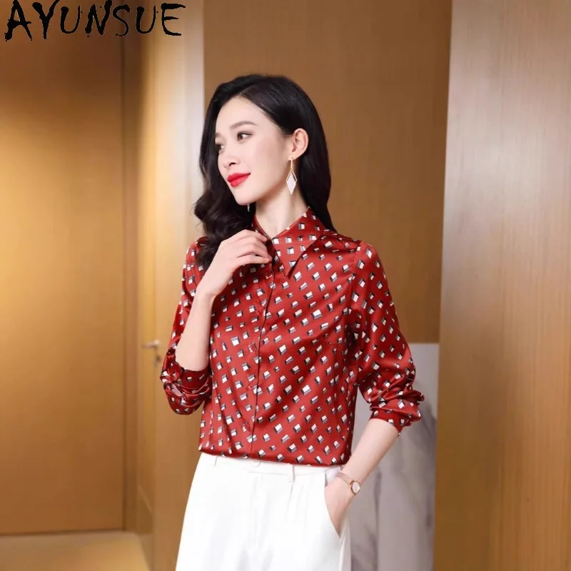 AYUNSUE 90% Silk Women's Blouses and Shirts Stylish Printed Blouse Femme Commuting Long Sleeve Tops for Woman Clothes Ropa Mujer
AYUNSUE 90% Silk Women's Blouses and Shirts Stylish Printed Blouse Femme Commuting Long Sleeve Tops for Woman Clothes Ropa Mujer