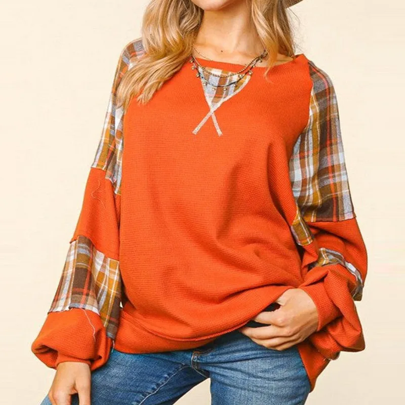 Women Casual Sweatshirts Spring Autumn Clothes Long Sleeve Round Neck Plaid Print Patchwork Pullovers Casual Tops Streetwear
Women Casual Sweatshirts Spring Autumn Clothes Long Sleeve Round Neck Plaid Print Patchwork Pullovers Casual Tops Streetwear