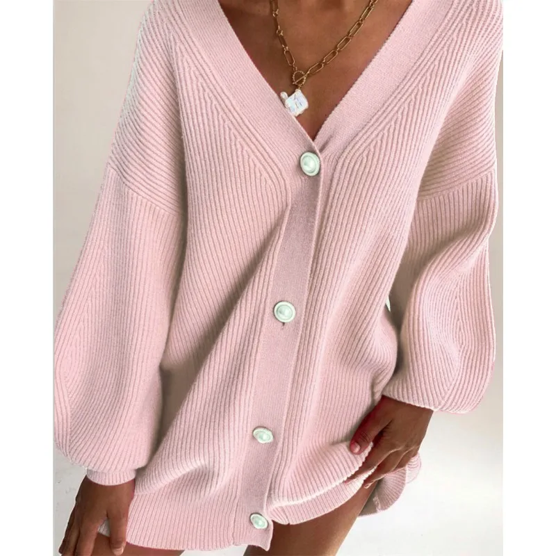 Новый осенне-зимний повседневный свободный однотонный свитер с длинными рукавами и жемчужными пуговицами, куртка-кардиган для женщин
Новый осенне-зимний повседневный свободный однотонный свитер с длинными рукавами и жемчужными пуговицами, куртка-кардиган для женщин