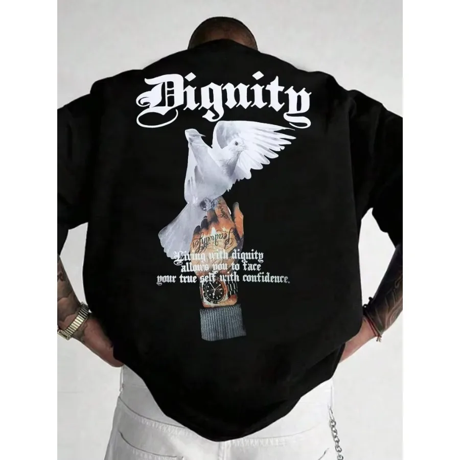 Pigeon letter cotton T-shirt unisex luxury fashion large size casual short sleeve street print S-4XL
Pigeon letter cotton T-shirt unisex luxury fashion large size casual short sleeve street print S-4XL