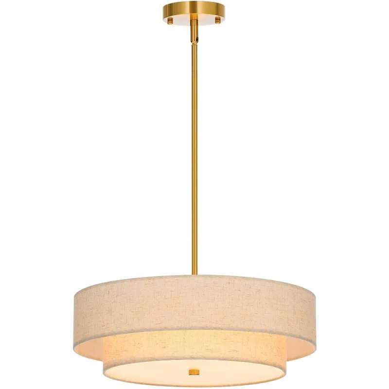 Modern Chandeliers, 18" Drum Chandeliers with 2-Layer Fabric Shade, 4-Light Pendant Light Fixture with E26 Bases, Light
Modern Chandeliers, 18" Drum Chandeliers with 2-Layer Fabric Shade, 4-Light Pendant Light Fixture with E26 Bases, Light