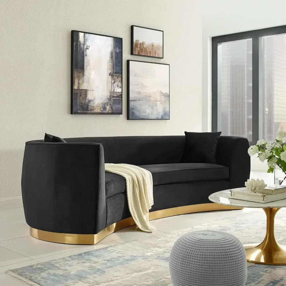 Curved Sofas Retro Modern Back Upholstered Velvet with Two Throw Pillows, Sofa, Black Sofa Suitable for bedrooms, living rooms
Curved Sofas Retro Modern Back Upholstered Velvet with Two Throw Pillows, Sofa, Black Sofa Suitable for bedrooms, living rooms