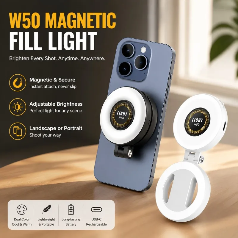 Foldable Magnetic LED Fill Light for Cellphone Horizontal Vertical Shooting Outdoor Mini Magnetic Illuminator Handheld Portable
Foldable Magnetic LED Fill Light for Cellphone Horizontal Vertical Shooting Outdoor Mini Magnetic Illuminator Handheld Portable