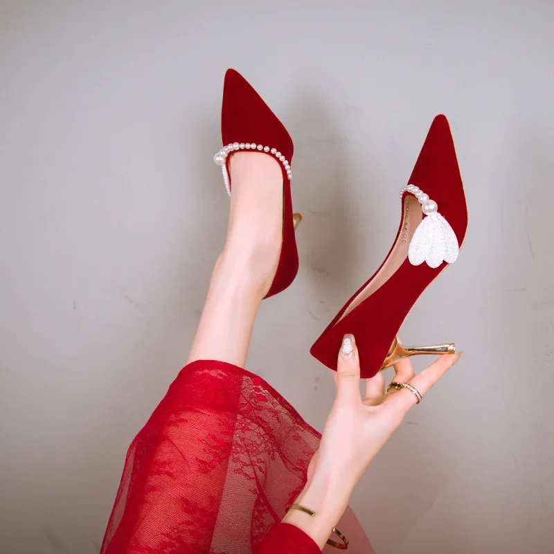 High Quality Women's Pumps and Heels Fashion Banquet Pointed Tip Rhinestone Women Shoes Red Pearl Wedding High Heels for Women
High Quality Women's Pumps and Heels Fashion Banquet Pointed Tip Rhinestone Women Shoes Red Pearl Wedding High Heels for Women