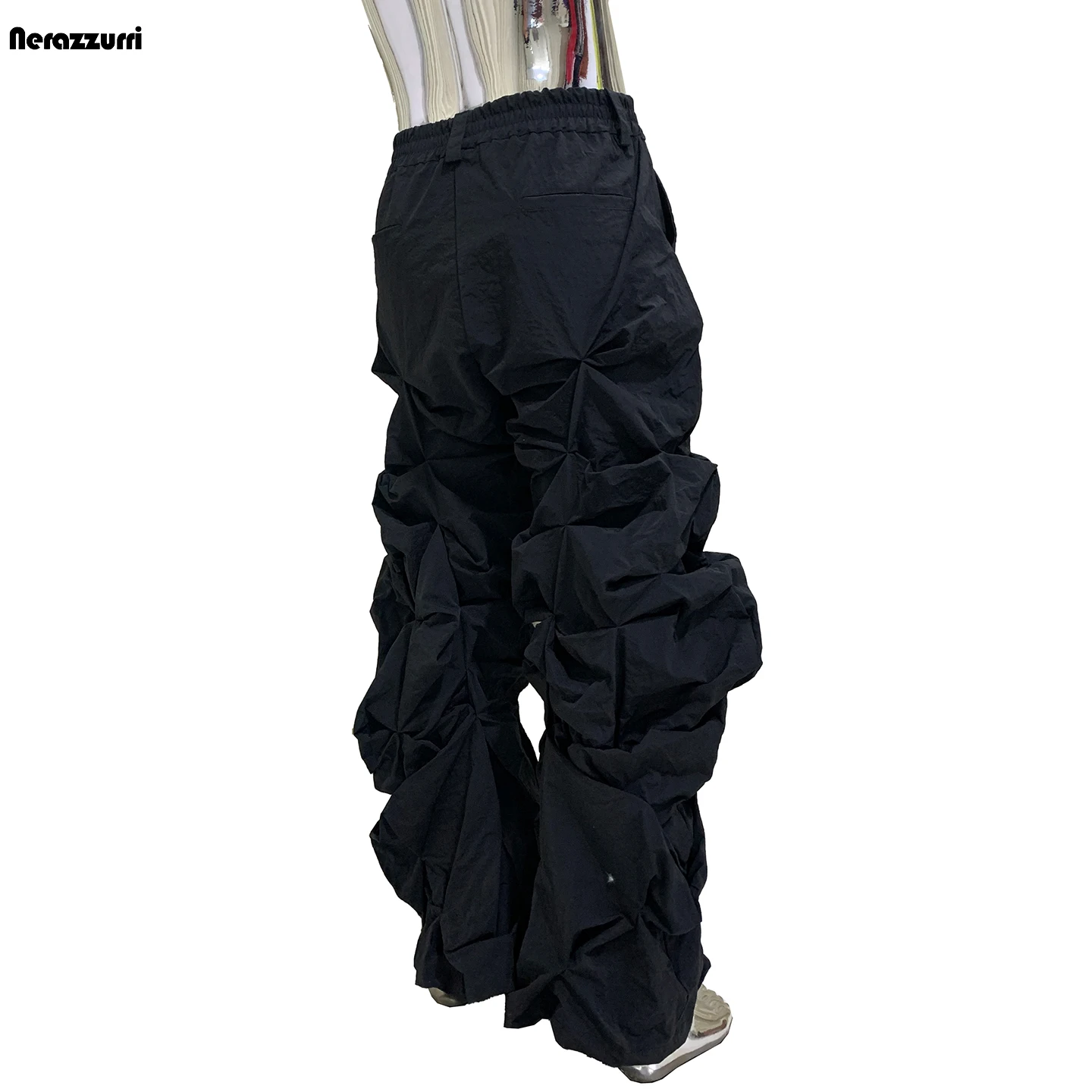 Nerazzurri Men's 3D Casual Pants Elastic Waist Dark Folded Shape Black Loose Fit Workwear Straight Leg All Season
Nerazzurri Men's 3D Casual Pants Elastic Waist Dark Folded Shape Black Loose Fit Workwear Straight Leg All Season