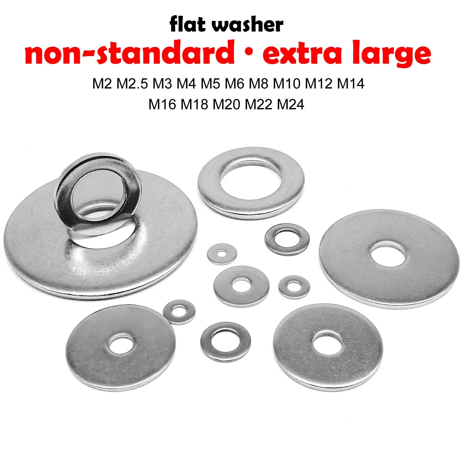 Large Size Wide Thick Flat Washer Plain Gasket M2 M2.5 M3 M4 M5 M6 M8 M10 M12 M14 M16 M18 M20 M24 304 A2 Stainless Steel
Large Size Wide Thick Flat Washer Plain Gasket M2 M2.5 M3 M4 M5 M6 M8 M10 M12 M14 M16 M18 M20 M24 304 A2 Stainless Steel