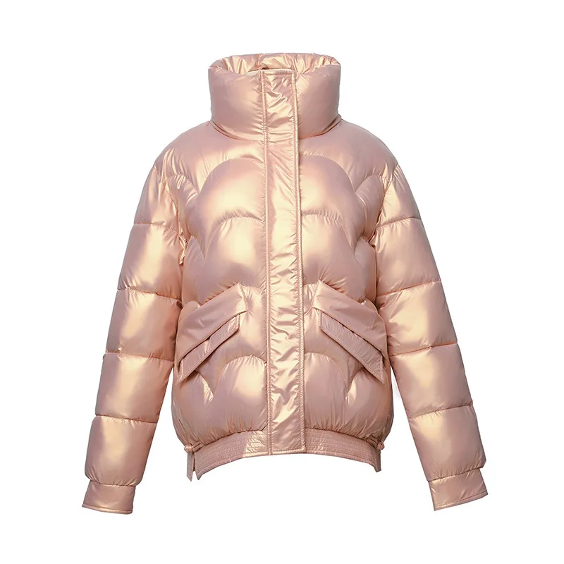 Cotton Coat Jacket Women Shiny Parkas Stand Collar Puffer Windproof Padded Outerwear Zipper Covered Button Overcoat Winter
Cotton Coat Jacket Women Shiny Parkas Stand Collar Puffer Windproof Padded Outerwear Zipper Covered Button Overcoat Winter
