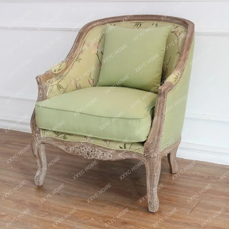 Retro embroidery cotton and linen solid wood carving flower single sofa casual sofa chair
Retro embroidery cotton and linen solid wood carving flower single sofa casual sofa chair