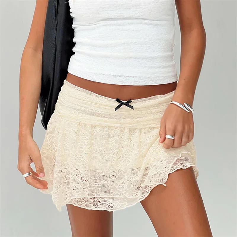 y2k Skirt Summer Clothes Women Solid Color Floral Lace Low Waist Short Mini Skirts with Bow 2000s Clothing Streetwear
y2k Skirt Summer Clothes Women Solid Color Floral Lace Low Waist Short Mini Skirts with Bow 2000s Clothing Streetwear