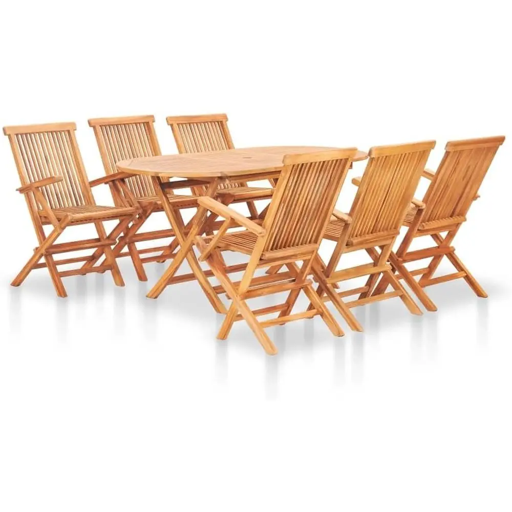 Durable 7-Piece Teak Patio Dining Set with Folding Table and Chairs - Weatherproof Outdoor Furniture for Garden Terrace
Durable 7-Piece Teak Patio Dining Set with Folding Table and Chairs - Weatherproof Outdoor Furniture for Garden Terrace