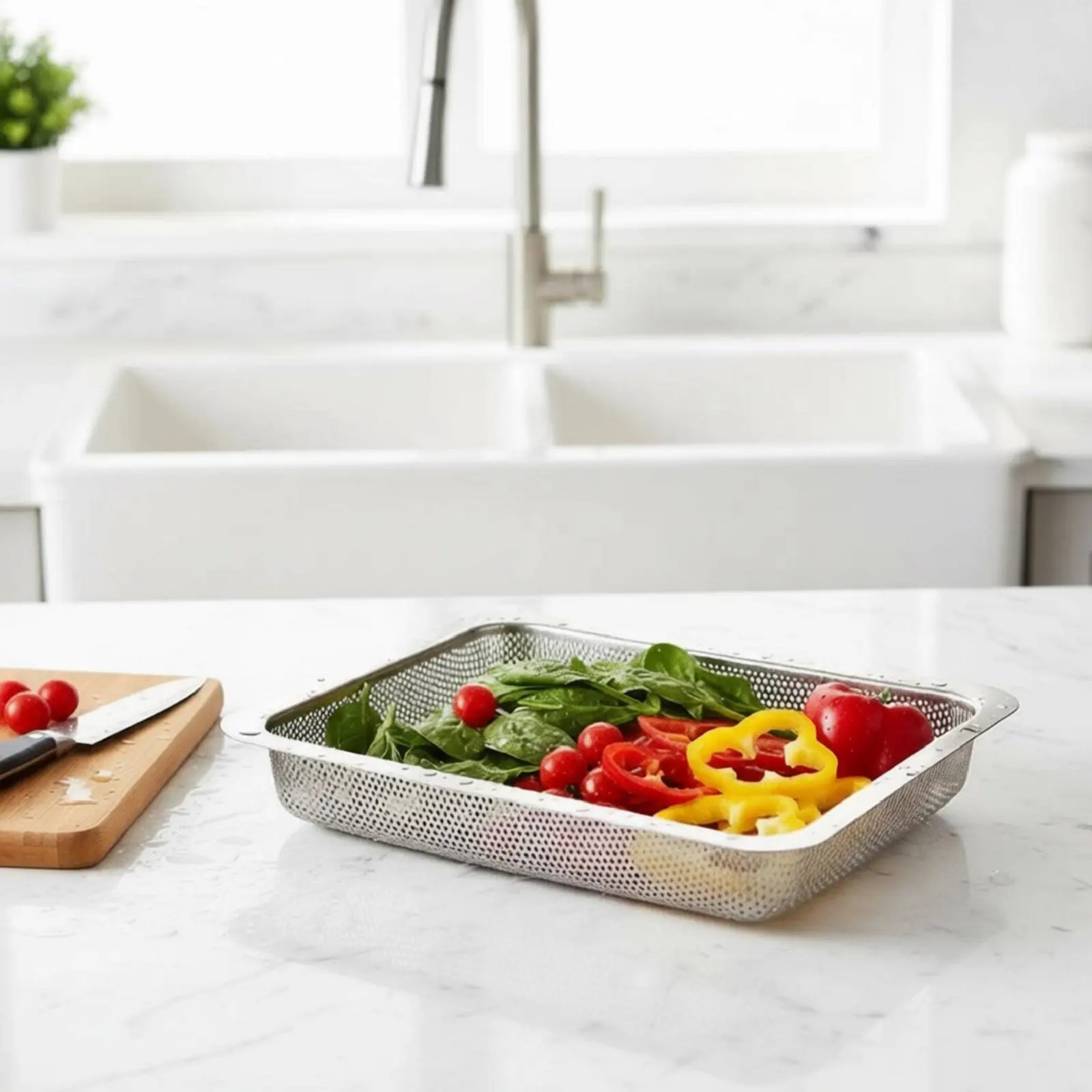 Rectangular Stainless Steel Colander Rust-Resistant Vegetable Washing Basket Vegetable Washing Strainer Rustproof for Restaurant
Rectangular Stainless Steel Colander Rust-Resistant Vegetable Washing Basket Vegetable Washing Strainer Rustproof for Restaurant