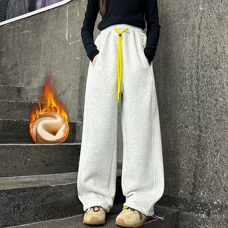 Winter Girls Fleece Wide Leg Pants Thick Warm Casual Straight Trousers for Kids Fashion Daily Sport Teenage School Sweatpants
Winter Girls Fleece Wide Leg Pants Thick Warm Casual Straight Trousers for Kids Fashion Daily Sport Teenage School Sweatpants