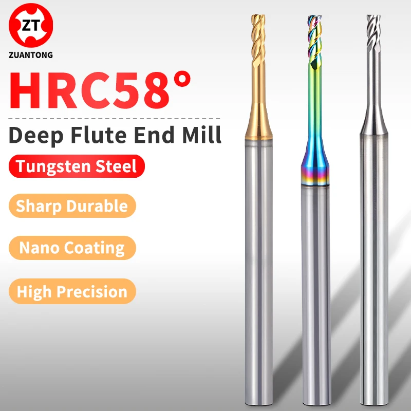 ZUANTONG HRC58 Deep Flute End Mill For Aluminum/Steel Tungsten Steel Carbide Flat Bottom Deep Groove CNC Milling Cutter Tools
ZUANTONG HRC58 Deep Flute End Mill For Aluminum/Steel Tungsten Steel Carbide Flat Bottom Deep Groove CNC Milling Cutter Tools