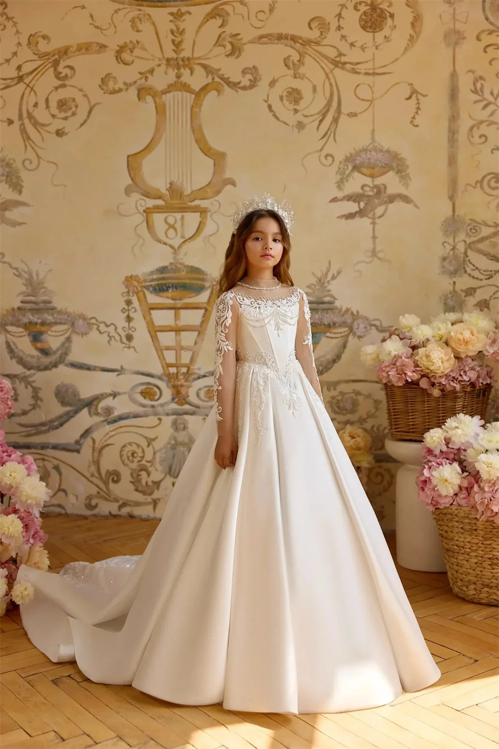 Luxury O Neck Applique Princess A Line Wedding party Girl Dress Long Ball Customized Flower First Communion Dress New 2026
Luxury O Neck Applique Princess A Line Wedding party Girl Dress Long Ball Customized Flower First Communion Dress New 2026