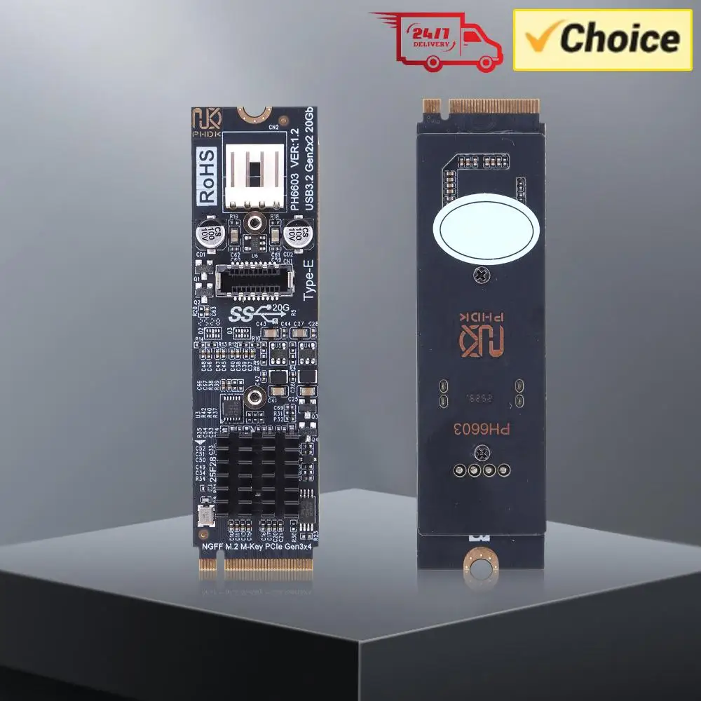 M.2 NVME MKEY To USB3.2 Adapter 20Gbps High Speed M2 M Key PCIe To USB3.2 Front Panel Expansion Card ASM3242 Chipset for PC