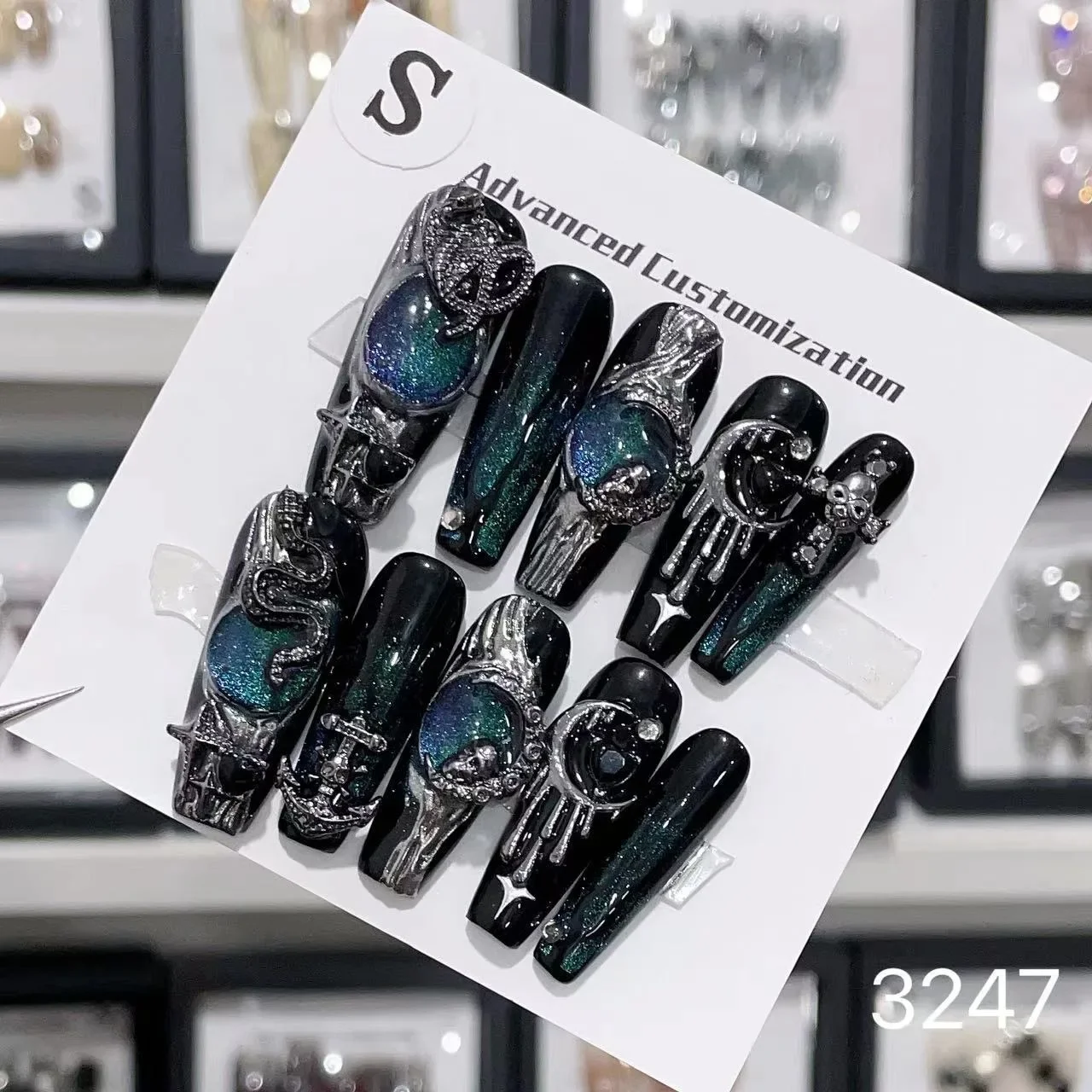 Handmade Beautiful Y2k Press on Nails Goth Style Black and Red Halloween with Design Full Cover Long Coffin Acrylic Nail Tips
Handmade Beautiful Y2k Press on Nails Goth Style Black and Red Halloween with Design Full Cover Long Coffin Acrylic Nail Tips