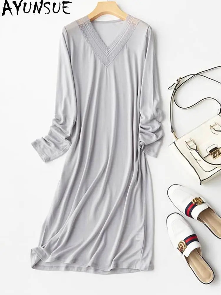 Real Mulberry Silk Night Wear for Ladies Plus Size Long Sleeve Women's Dresses Long Dresses Sleepwear Woman Clothing 4 Colors
Real Mulberry Silk Night Wear for Ladies Plus Size Long Sleeve Women's Dresses Long Dresses Sleepwear Woman Clothing 4 Colors