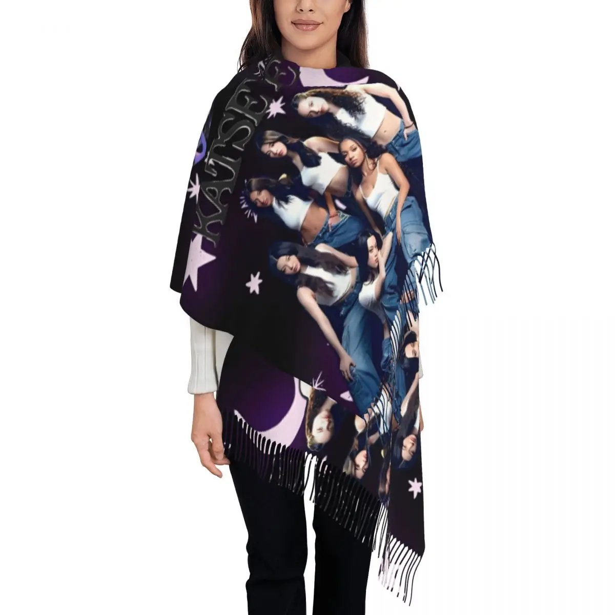 Katseye Kpop шарф для женщин зима-осень шали из пашмины и накидка большие шарфы с кисточкой для повседневного ношения
Katseye Kpop шарф для женщин зима-осень шали из пашмины и накидка большие шарфы с кисточкой для повседневного ношения