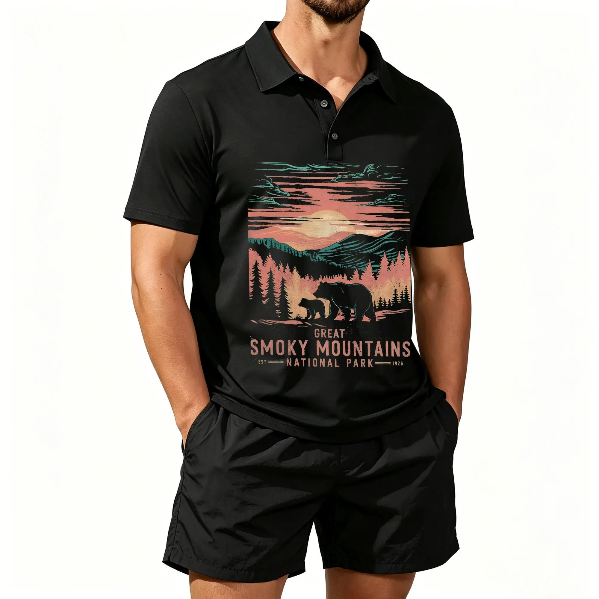 Men's Polo Beach Shorts Set, Bear Print Set, Casual and Comfortable Fit
Men's Polo Beach Shorts Set, Bear Print Set, Casual and Comfortable Fit