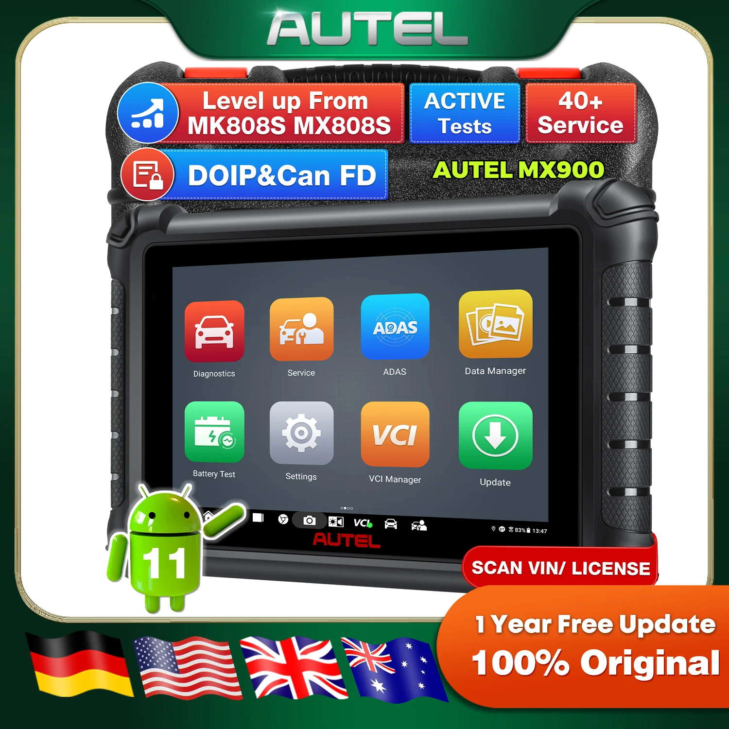 Autel MaxiCheck MX900 Car Bidirectional Diagnostic Scanner with 3000+ Active Test DoIP&CAN FD 40+ Service US Ver. of MaxiCOM MK900 MK900BT Up of MK808BT MK808S MX808S All-Sys Diagnose FCA 11OS
Autel MaxiCheck MX900 Car Bidirectional Diagnostic Scanner with 3000+ Active Test DoIP&CAN FD 40+ Service US Ver. of MaxiCOM MK900 MK900BT Up of MK808BT MK808S MX808S All-Sys Diagnose FCA 11OS