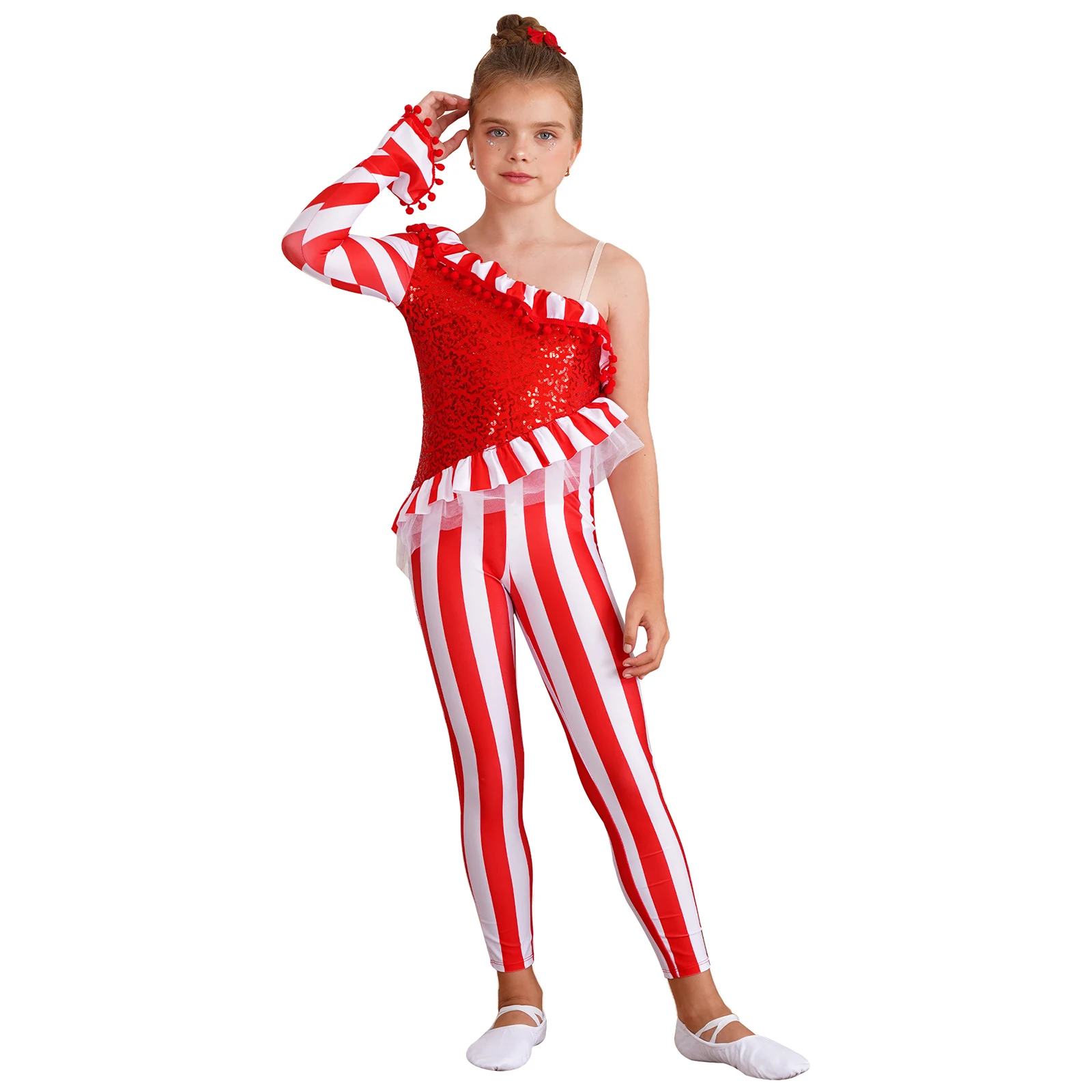 Kids Girls Candy Cane Christmas Dance Bodysuit Jumpsuit Unitard One Shoulder Xmas Holiday Santa Sweetie Costume Dancewear
Kids Girls Candy Cane Christmas Dance Bodysuit Jumpsuit Unitard One Shoulder Xmas Holiday Santa Sweetie Costume Dancewear