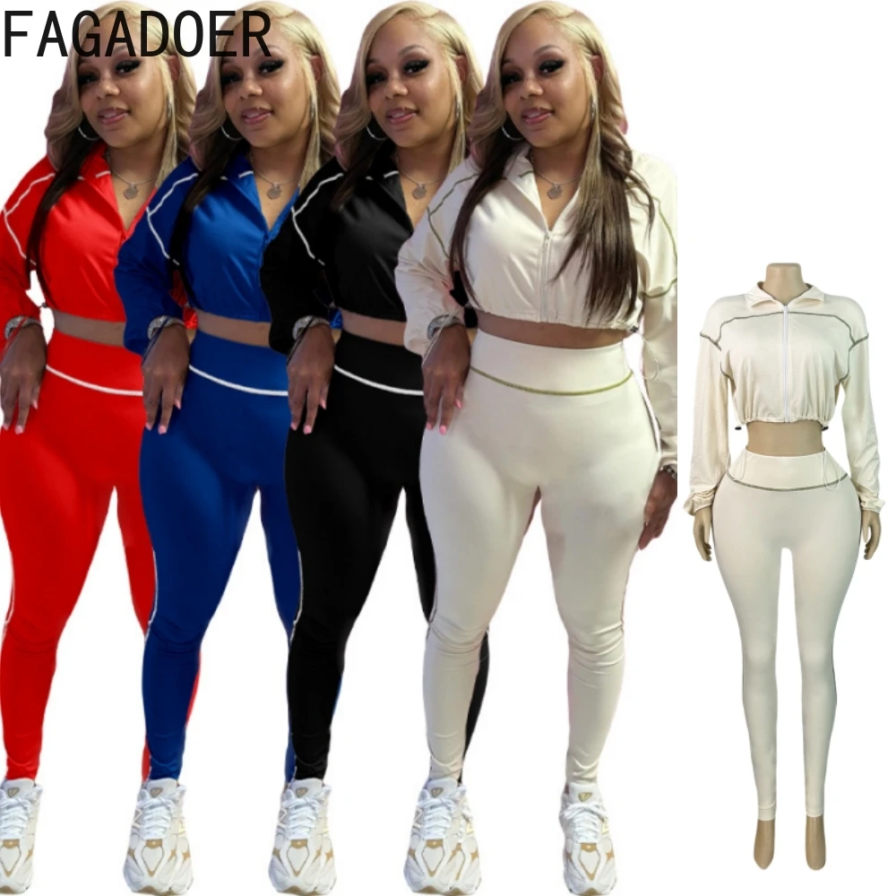 FAGADOER Fashion Line Sporty Skinny Pants Two Piece Sets Women Zip Drawstring Long Sleeve Crop Top And Pants Outfit Tracksuits
FAGADOER Fashion Line Sporty Skinny Pants Two Piece Sets Women Zip Drawstring Long Sleeve Crop Top And Pants Outfit Tracksuits