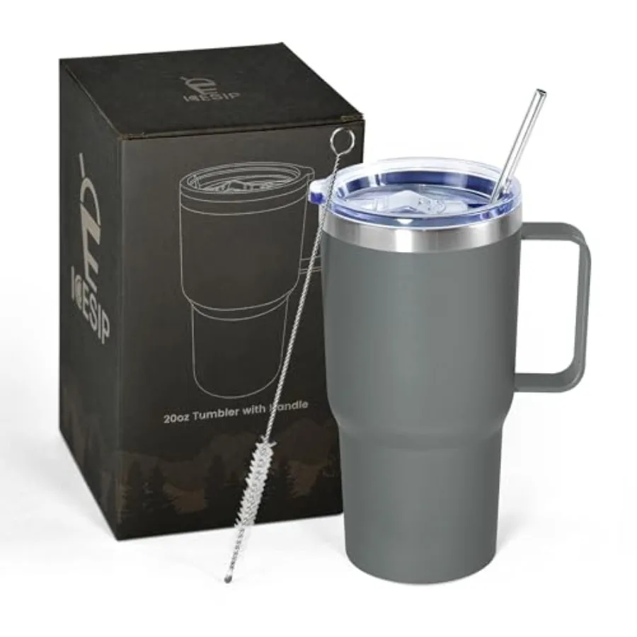 20 oz Tumbler with Handle, insulated cup coffee mug with lid, straw and handle, Double Wall Stainless Steel Vacuum Coffee Tumbl
20 oz Tumbler with Handle, insulated cup coffee mug with lid, straw and handle, Double Wall Stainless Steel Vacuum Coffee Tumbl