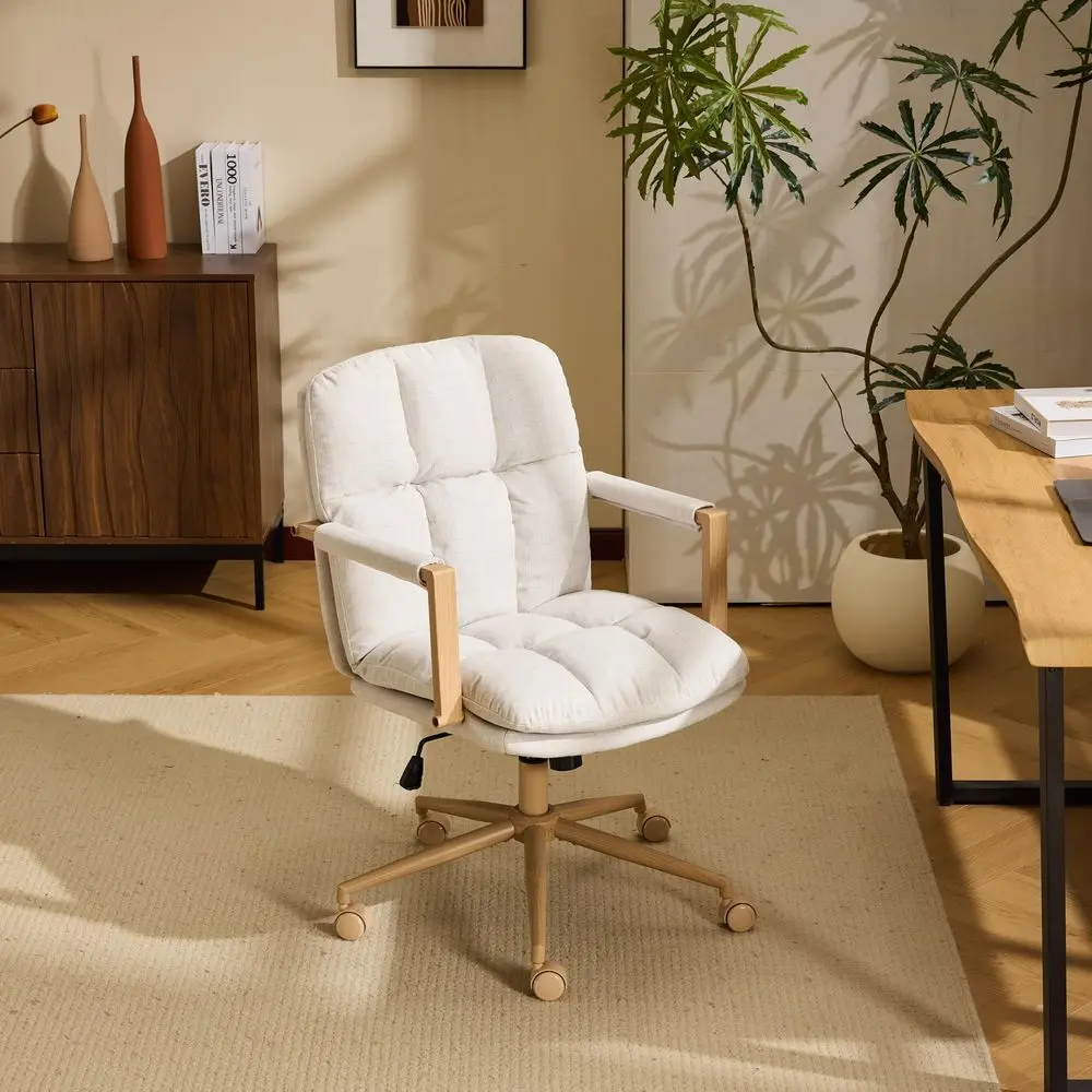 Comfy Linen Office Desk Chair with Wheels amp Detachable Cushions amp WoodLike Armrests,Swivel Small Computer Task Chair,Adjust
Comfy Linen Office Desk Chair with Wheels amp Detachable Cushions amp WoodLike Armrests,Swivel Small Computer Task Chair,Adjust