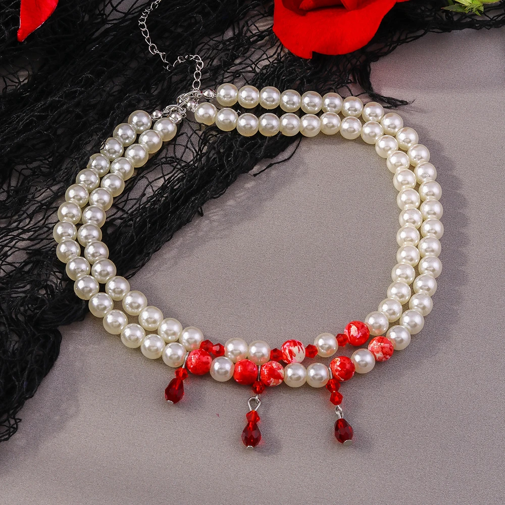 Aihua Red Blood Imitation Pearl Tassel Pendant Necklace for Women Goth Crystal Bead Chain Halloween Jewelry Gifts
Aihua Red Blood Imitation Pearl Tassel Pendant Necklace for Women Goth Crystal Bead Chain Halloween Jewelry Gifts
