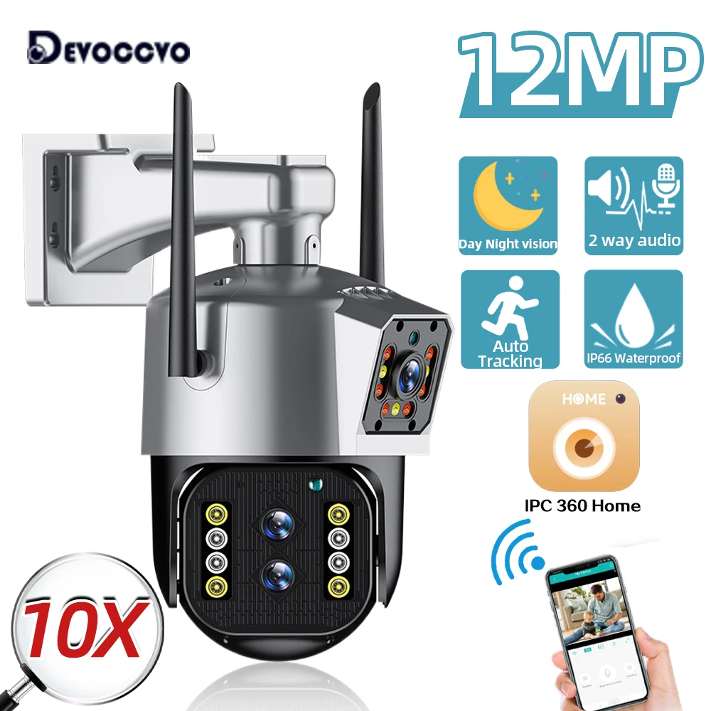 12MP Dual Lens Wifi PTZ IP Camera Outdoor 4K Color Night Vision Auto Tracking Wireless CCTV Security Surveillance Camera 8MP P2P
12MP Dual Lens Wifi PTZ IP Camera Outdoor 4K Color Night Vision Auto Tracking Wireless CCTV Security Surveillance Camera 8MP P2P