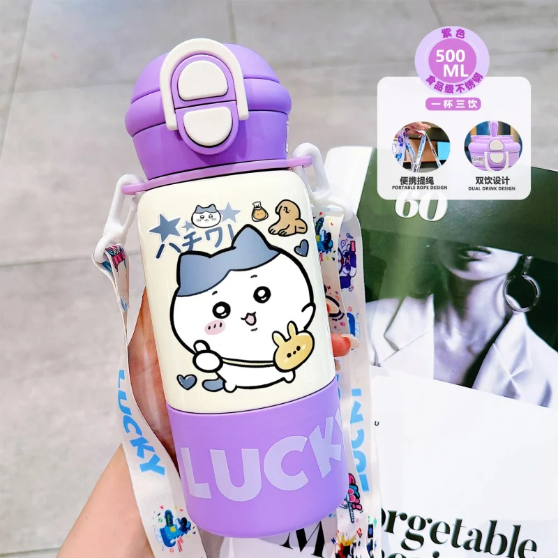 Kawaii Chiikawa Hachiware 500ml Insulated Water Bottle Stainless Steel Three-Way Drink Cup with Shoulder Strap Great for Daily
Kawaii Chiikawa Hachiware 500ml Insulated Water Bottle Stainless Steel Three-Way Drink Cup with Shoulder Strap Great for Daily