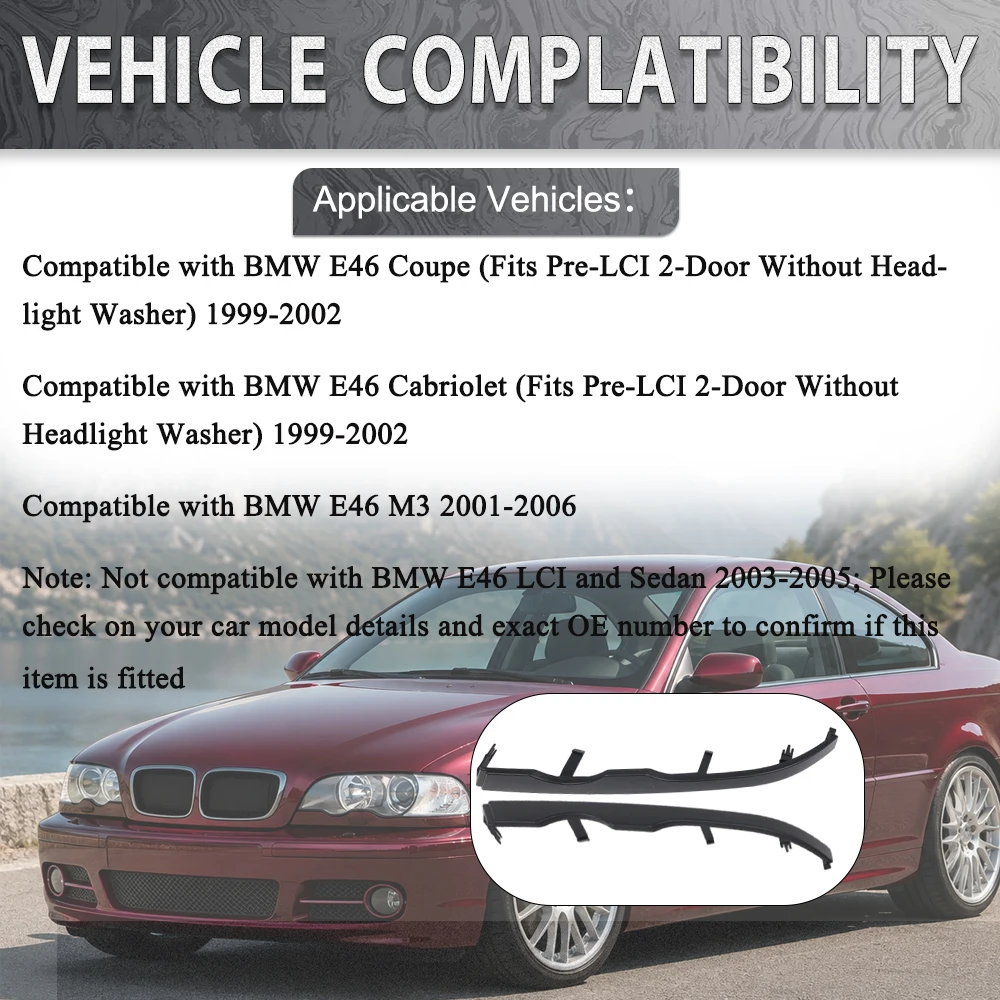 For BMW E46 Coupe Cabriolet 2-Door 1999 2000 2001 2002 Car Front Bumper Lower Headlight Trim Panel 51138208679 51138208680
For BMW E46 Coupe Cabriolet 2-Door 1999 2000 2001 2002 Car Front Bumper Lower Headlight Trim Panel 51138208679 51138208680
