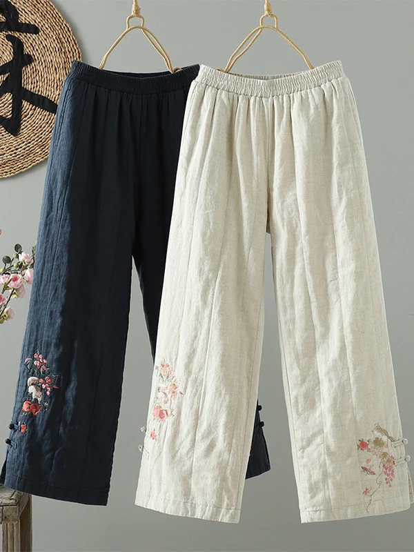 Retro Chinese Embroidered Wide Leg Pants Women's Autumn New Elastic Waist Loose Cotton Linen Cuff Heavy Work Pants
Retro Chinese Embroidered Wide Leg Pants Women's Autumn New Elastic Waist Loose Cotton Linen Cuff Heavy Work Pants