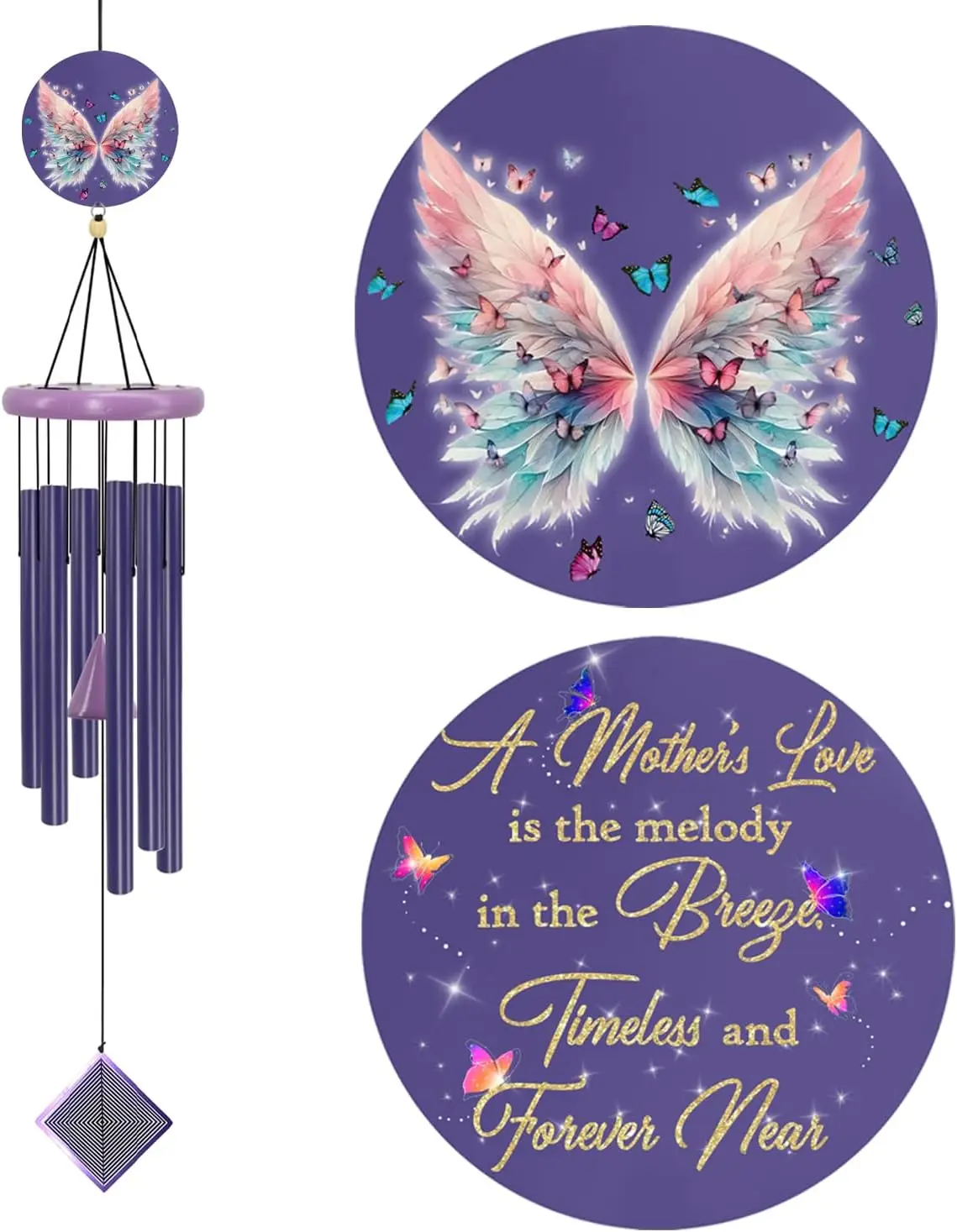 Purple Wind Chime for Mom, Butterfly Gift, 32" Aluminum, Mother's Day, Birthday, Garden Decor
Purple Wind Chime for Mom, Butterfly Gift, 32" Aluminum, Mother's Day, Birthday, Garden Decor