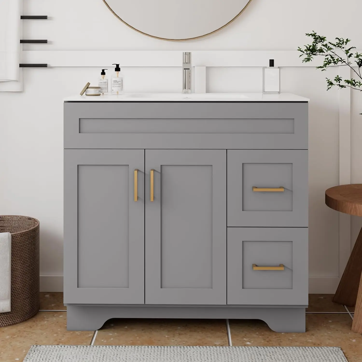 Тумба для ванной 36 дюймов с раковиной, отдельностоящая современная тумба-умывальник с одной раковиной и 2 ящиками, на заказ
Тумба для ванной 36 дюймов с раковиной, отдельностоящая современная тумба-умывальник с одной раковиной и 2 ящиками, на заказ