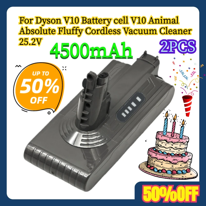 2PCS 4500mAh For Dyson V10 Battery cell V10 Animal Absolute Fluffy Cordless Vacuum Cleaner 25.2V
2PCS 4500mAh For Dyson V10 Battery cell V10 Animal Absolute Fluffy Cordless Vacuum Cleaner 25.2V