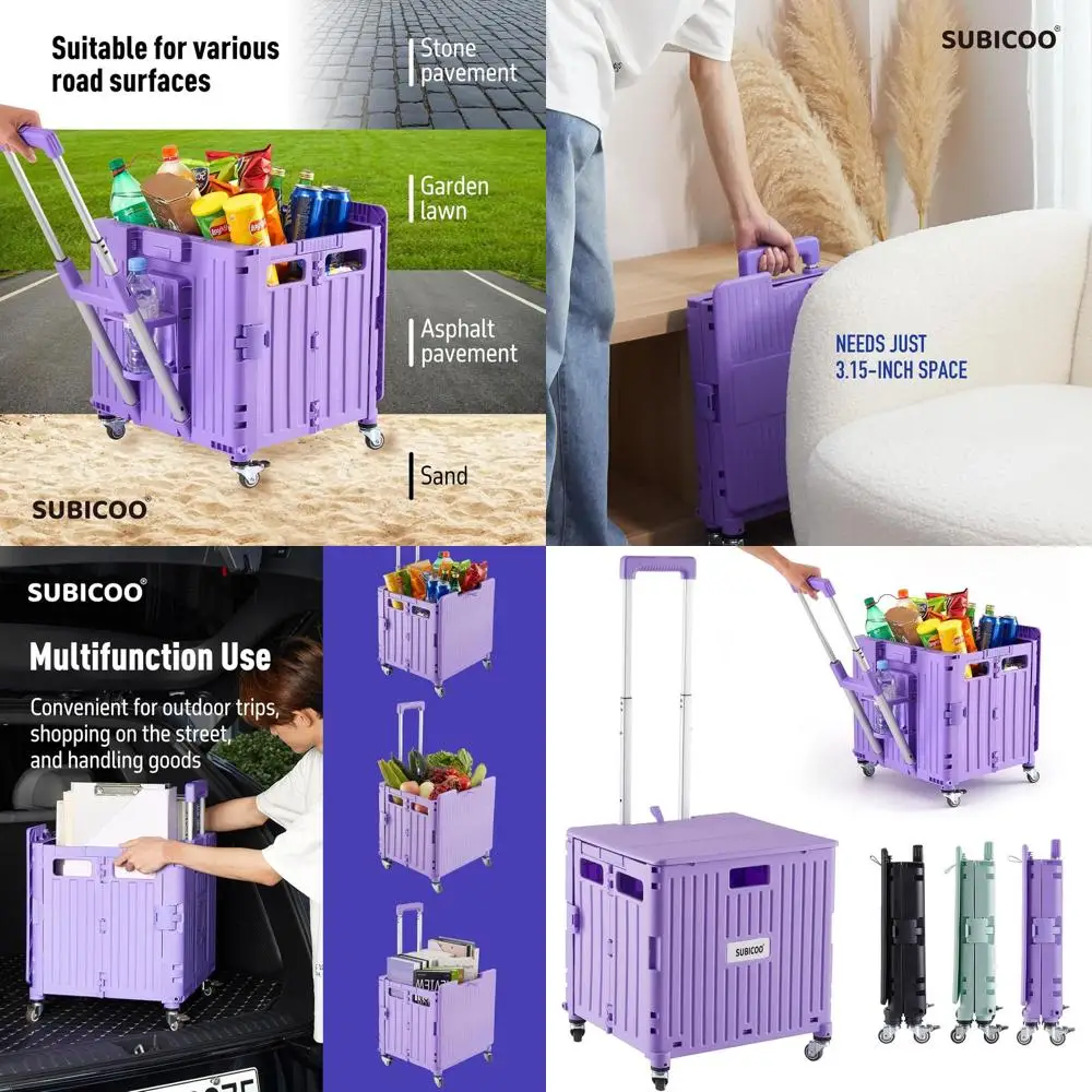 Складная тележка на колесиках с крышкой и корзиной, 4-колесная универсальная тележка для продуктов, покупок, офиса, хранения и обучения (Purp)
Складная тележка на колесиках с крышкой и корзиной, 4-колесная универсальная тележка для продуктов, покупок, офиса, хранения и обучения (Purp)