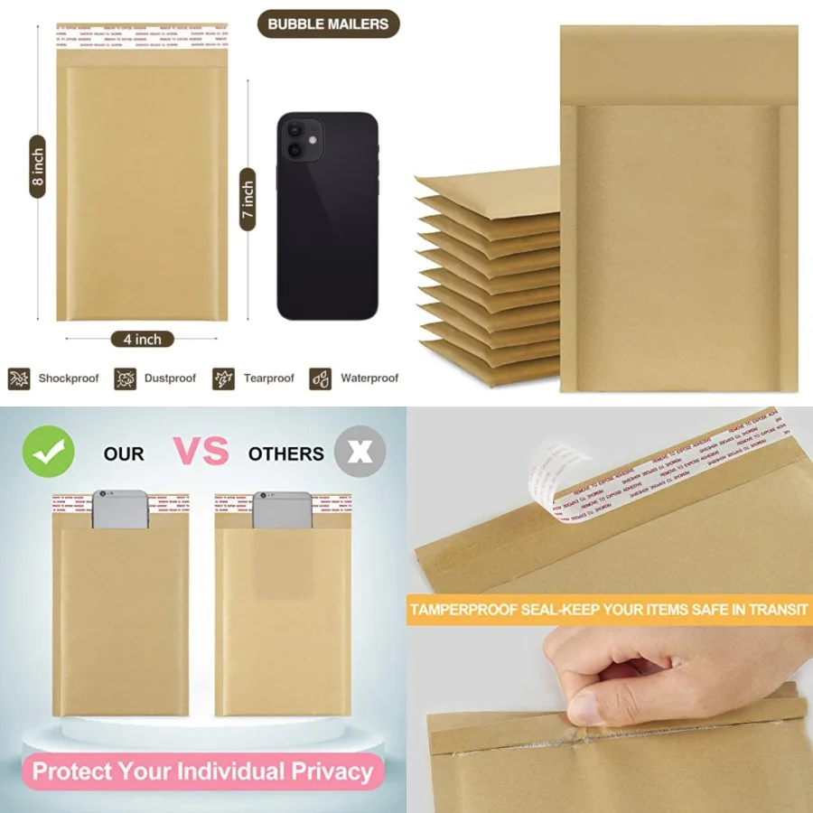 Natural Kraft Bubble Mailers 4x8 Inch 50 Pack Brown Usable Size 4x7 Padded Envelope #000 Small Business Package Self Sealing Te
Natural Kraft Bubble Mailers 4x8 Inch 50 Pack Brown Usable Size 4x7 Padded Envelope #000 Small Business Package Self Sealing Te