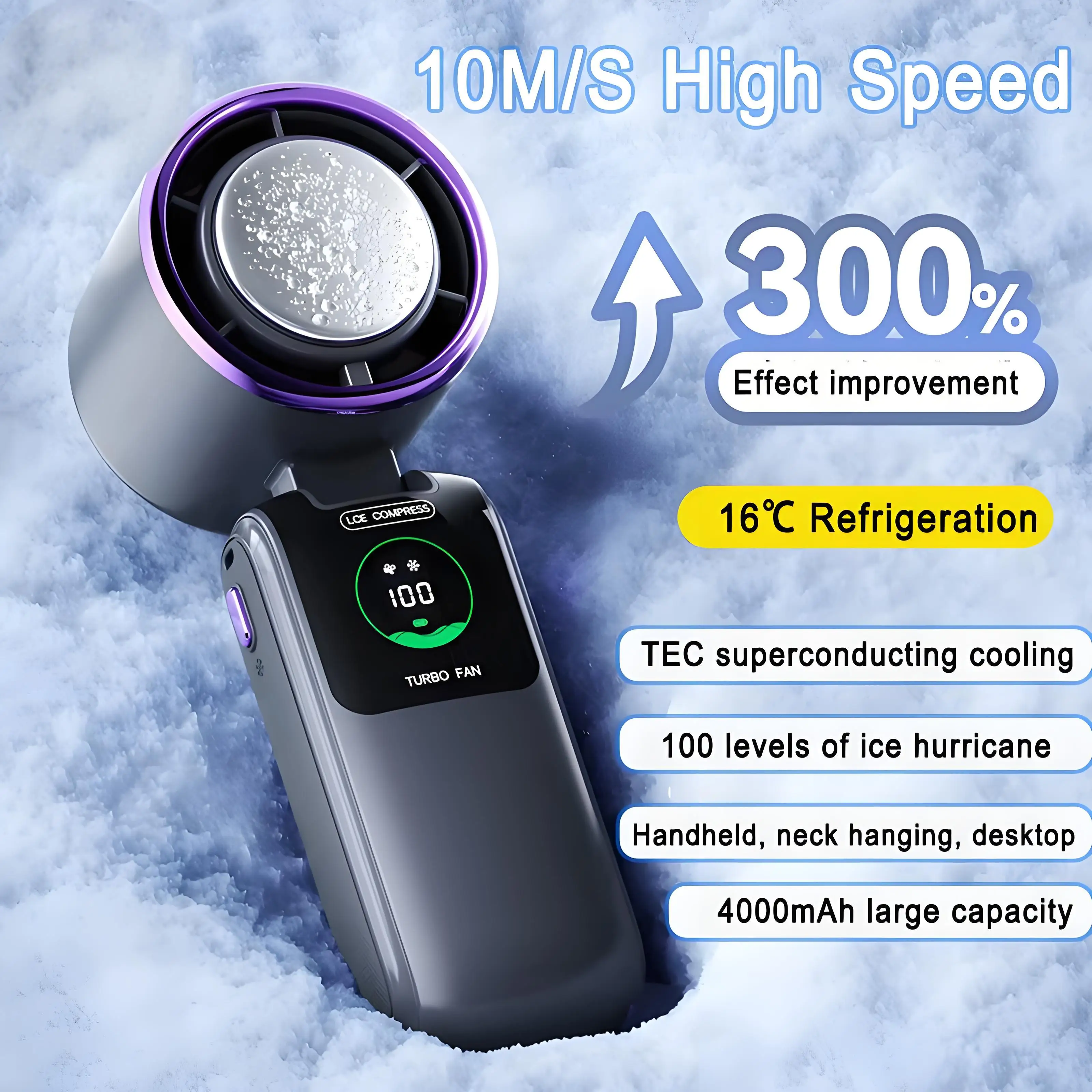 Handheld Fan Turbine Cooled 35000rpm 4000mah 5speeds 100-speed Turbo Wind Portable Usb Rechargeable Outdoor Indoor Office
Handheld Fan Turbine Cooled 35000rpm 4000mah 5speeds 100-speed Turbo Wind Portable Usb Rechargeable Outdoor Indoor Office