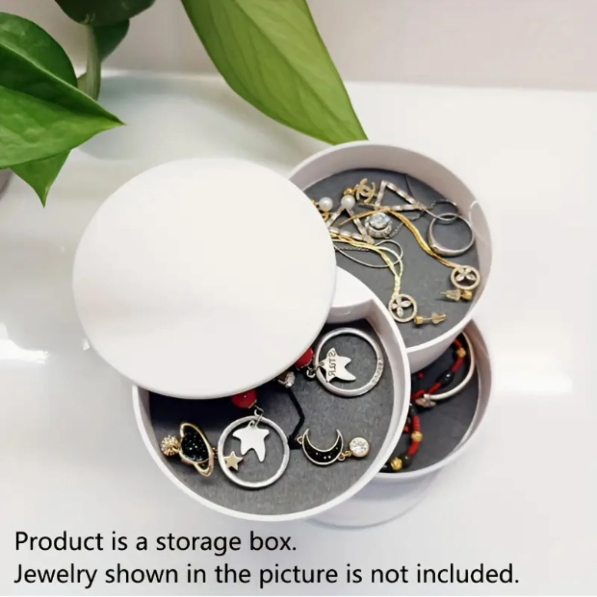 3-Tier Rotating Jewelry Organizer Box - Compact, Dustproof Storage for Rings, Earrings, Necklaces, Bracelets & Hair Accessories,
3-Tier Rotating Jewelry Organizer Box - Compact, Dustproof Storage for Rings, Earrings, Necklaces, Bracelets & Hair Accessories,