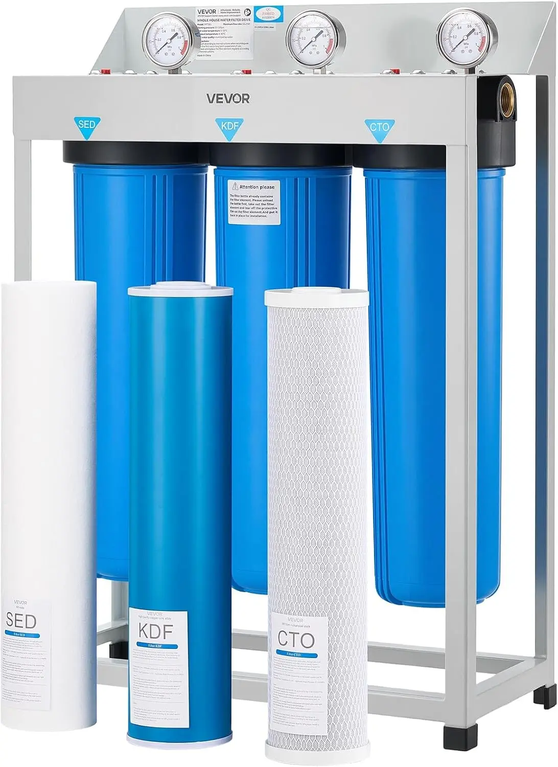 Whole House Water Filter System, 3-Stage | Sediment, KDF, CTO | 4.5" x 20" Home Water Purifier Filter Reduce Heavy Metal, Lead,
Whole House Water Filter System, 3-Stage | Sediment, KDF, CTO | 4.5" x 20" Home Water Purifier Filter Reduce Heavy Metal, Lead,