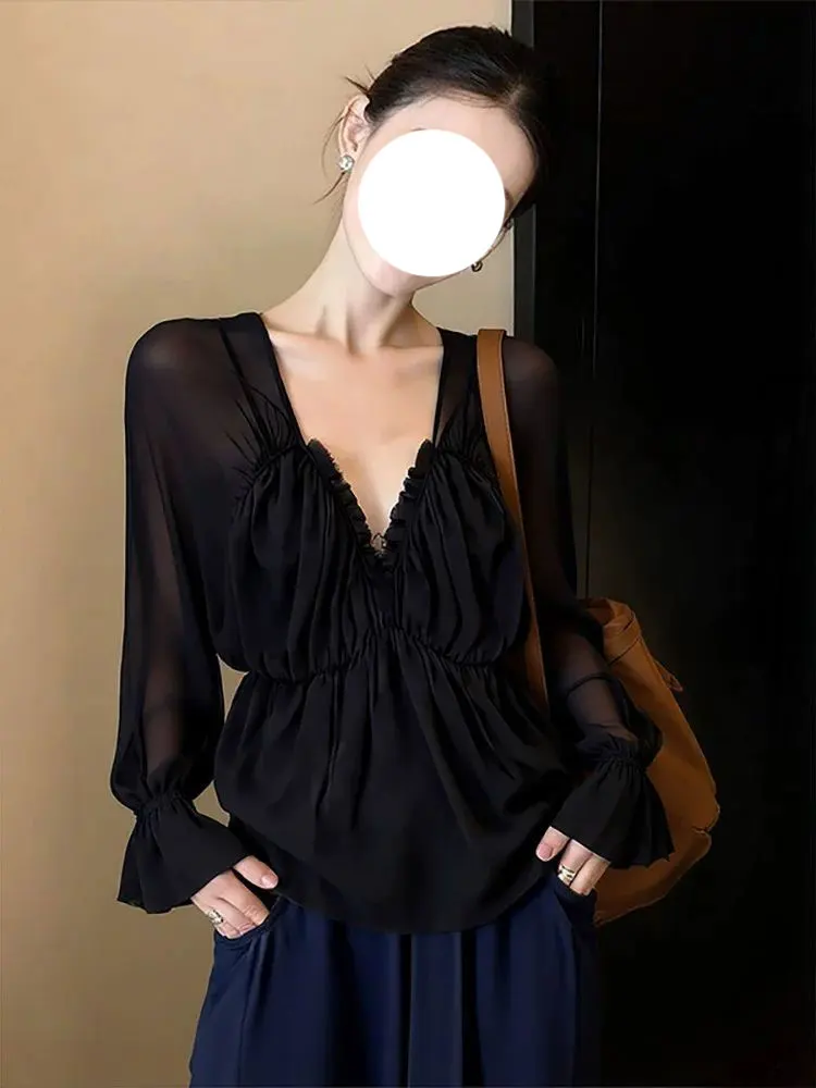 Ele Bla Bell Sve irt Women's Faion Spring 2026 Slimming Waist Design V-Ne Long Sve Polyester Fiber Top
Ele Bla Bell Sve irt Women's Faion Spring 2026 Slimming Waist Design V-Ne Long Sve Polyester Fiber Top