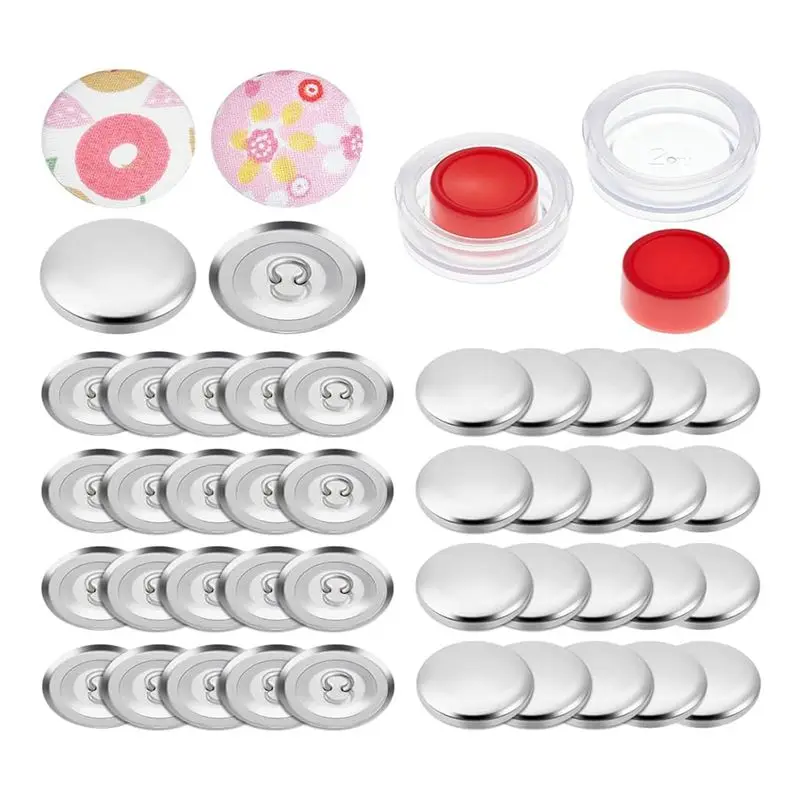 ABRE-100 Sets Cover Button Kit With Tools,Fabric Button Making Kit,Fabric Cloth Covered Flat Back Buttons Maker Easy To Use B