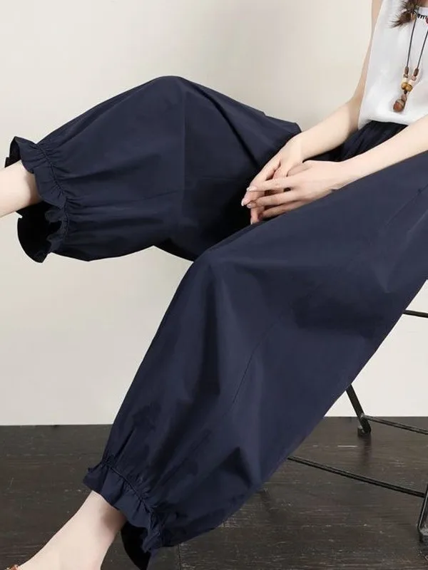 Summer Thin Ice Silk Lantern Pants Women's High Waist Loose Fit Floral Bud Casual Trousers Breathable Nine Points Pants
Summer Thin Ice Silk Lantern Pants Women's High Waist Loose Fit Floral Bud Casual Trousers Breathable Nine Points Pants